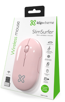 [KMW-415PK] MOUSE INALAMBRICO SLIM KLIP COLOR ROSADO