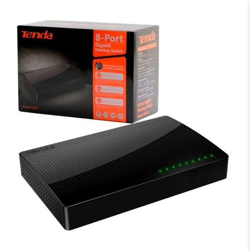 [SG108] SWITCH TENDA 8 PUERTOS ETHERNET DE ESCRITORIO