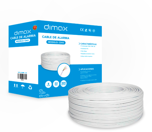 [C843] CABLE MULTIFILAR DIMAX 100% COBRE PARA ALARMA, 22 AWG,4 HILOS, 305 METROS