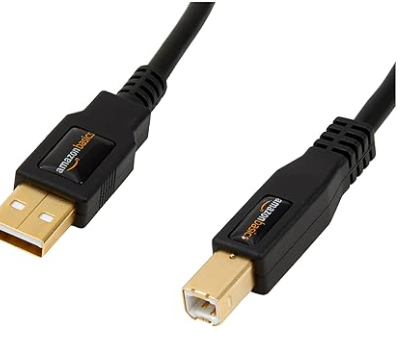 [B00NH13DV2] AM-BASICS CABLE USB-A A USB-B 2.0 PARA IMPRESORA O DISCO DURO EXTERNO, CONECTORES CHAPADOS EN ORO, NEGRO, 10 PIES
